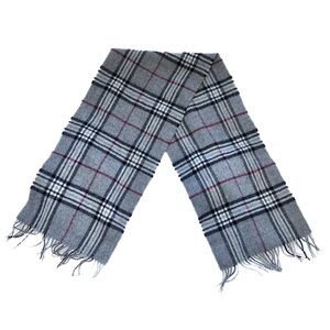 Soft Grey Tartan Check Plaid Large Unisex Winter Scarf
